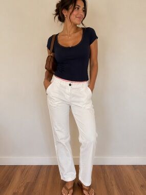 Boden White Cropped Chino Pants Size 10R Classic Stretch Ankle Pants N:1